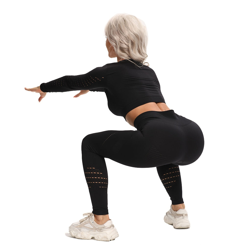 Sizes: S-XL Women's 2 Piece Seamless Yoga Sports Sets, Fitness